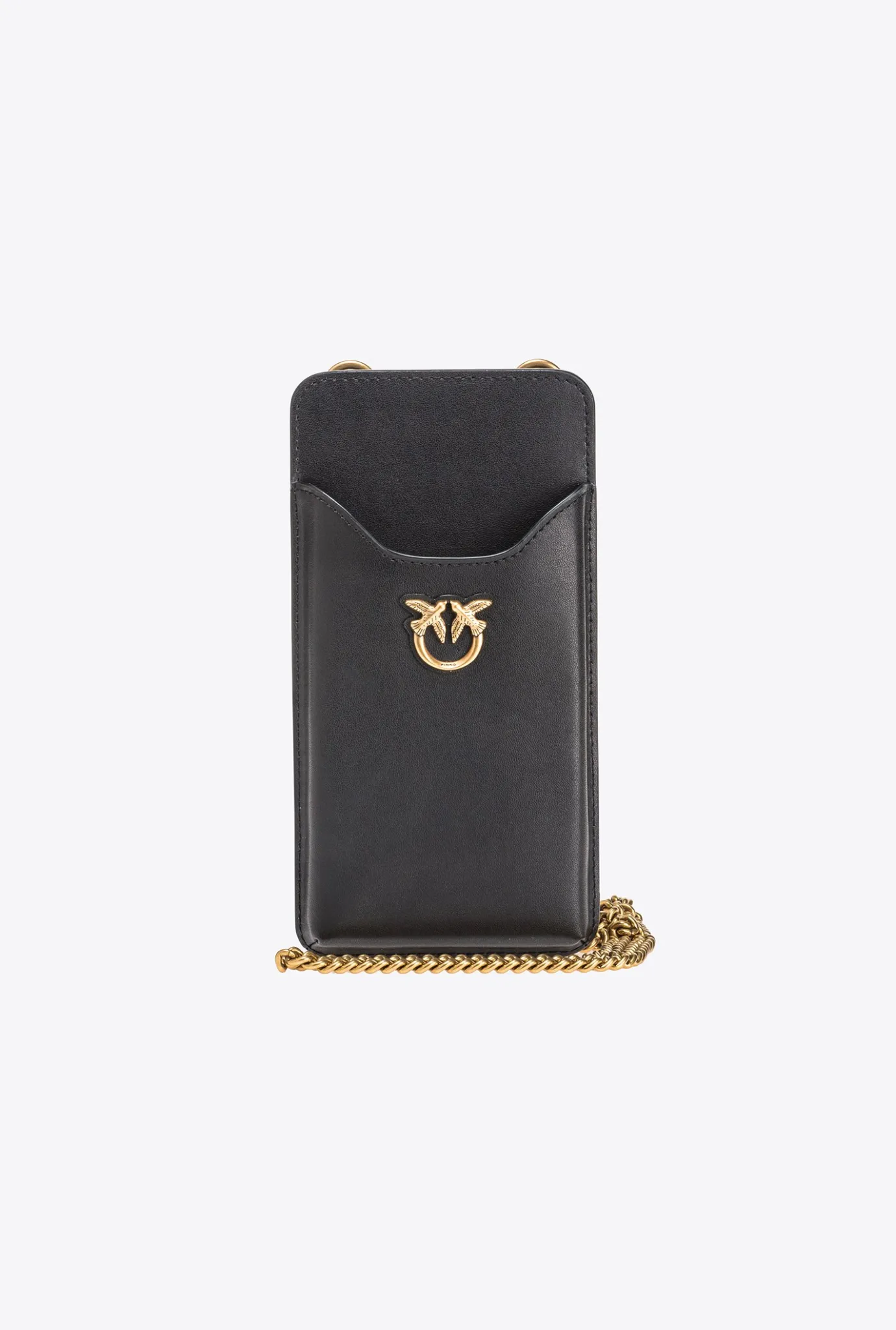 Maroquinerie|PINKO Etui Pour Smartphone En Cuir Noir-Vieil Or