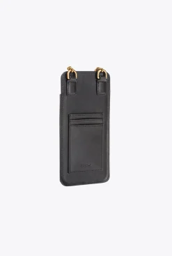 Maroquinerie|PINKO Etui Pour Smartphone En Cuir Noir-Vieil Or