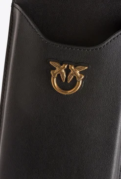 Maroquinerie|PINKO Etui Pour Smartphone En Cuir Noir-Vieil Or
