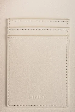 Maroquinerie|PINKO Etui Pour Smartphone En Cuir Blanc+Blanc-Or Antique