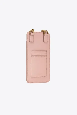 Maroquinerie|PINKO Etui Pour Smartphone En Cuir Rose/Rose Poudre-Or Antique