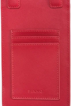 Maroquinerie|PINKO Etui Pour Smartphone En Cuir Rouge Grenat-Or Antique