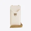Maroquinerie|PINKO Etui Pour Smartphone En Cuir Blanc+Blanc-Or Antique