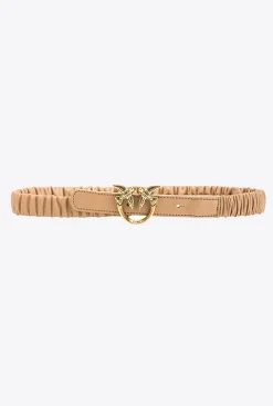 Ceintures|PINKO Fine Ceinture Froncee Love Birds Rose/Rose Poudre-Or Antique
