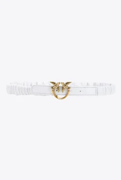 Ceintures|PINKO Fine Ceinture Froncee Love Birds Blanc+Blanc-Or Antique