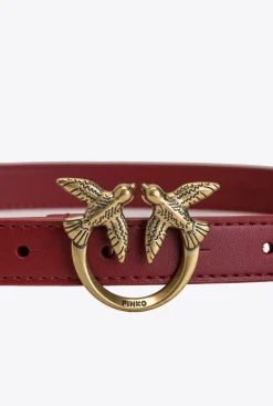 Ceintures|PINKO Fine Ceinture Love Birds En Cuir Rouge Rubis-Or Antique