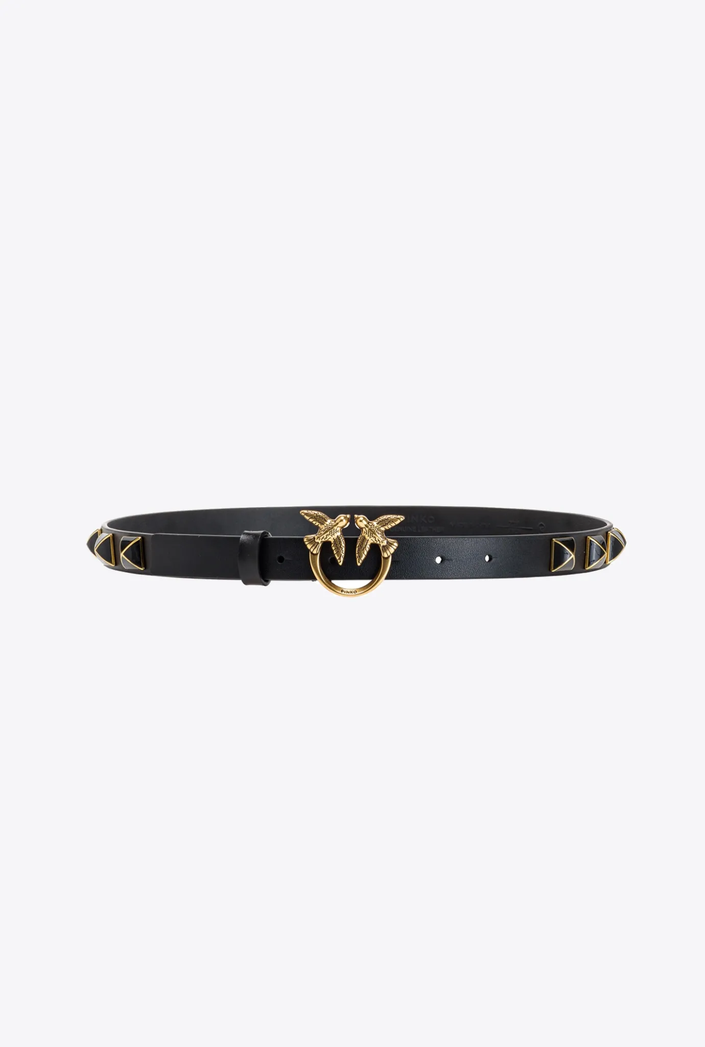 Ceintures|PINKO Fine Ceinture Love Birds Cloutee Noir-Vieil Or