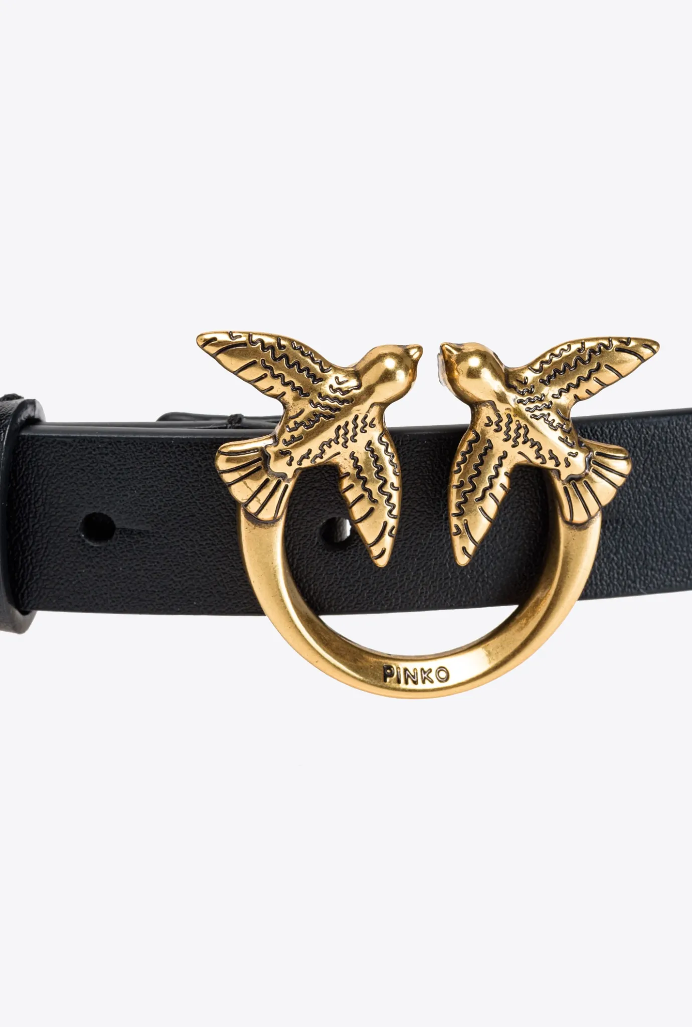 Ceintures|PINKO Fine Ceinture Love Birds Cloutee Noir-Vieil Or