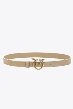 Ceintures|PINKO Fine Ceinture Love Birds En Cuir Sable-Or Antique