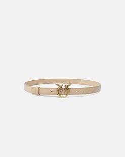 Ceintures|PINKO Fine Ceinture Love Birds En Cuir Sable-Or Antique