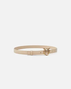 Ceintures|PINKO Fine Ceinture Love Birds En Cuir Sable-Or Antique