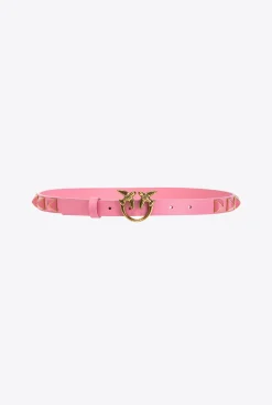 Ceintures|PINKO Fine Ceinture Love Birds Cloutee Rose Marin-Or Antique