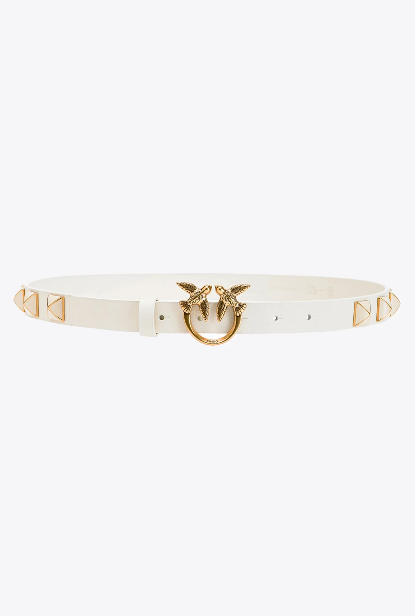 Ceintures|PINKO Fine Ceinture Love Birds Cloutee Blanc+Blanc-Or Antique