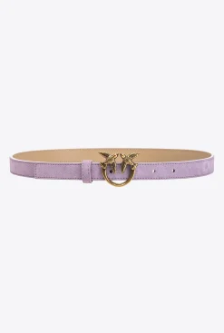 Ceintures|PINKO Fine Ceinture Love Birds En Daim Iris-Or Antique