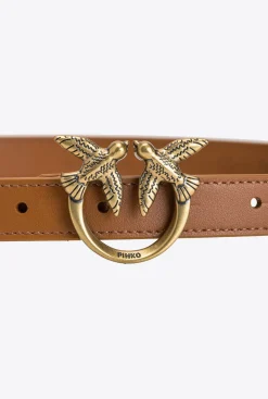 Ceintures|PINKO Fine Ceinture Love Birds En Cuir Cognac-Or Antique