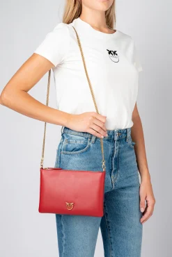 Sacs À Bandoulière|PINKO Flat Love Bag Simply Rouge Rubis-Or Antique