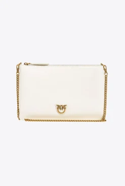Sacs À Bandoulière|PINKO Flat Love Bag Simply Blanc+Blanc-Or Antique