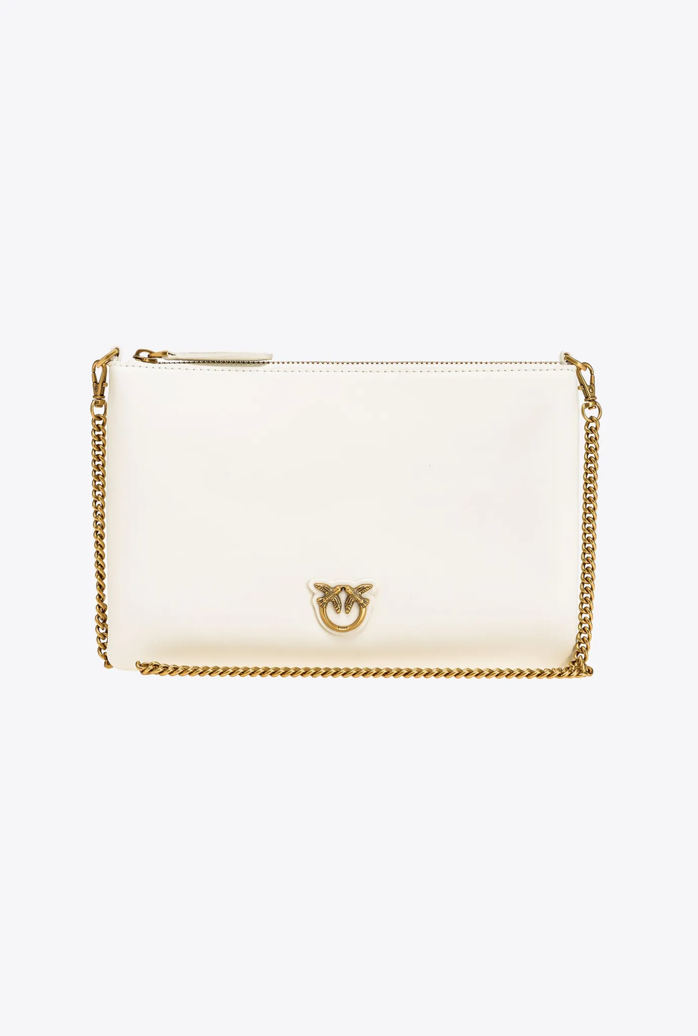 Sacs À Bandoulière|PINKO Flat Love Bag Simply Blanc+Blanc-Or Antique