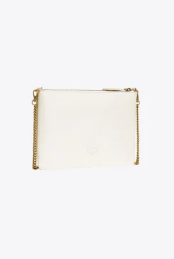 Sacs À Bandoulière|PINKO Flat Love Bag Simply Blanc+Blanc-Or Antique