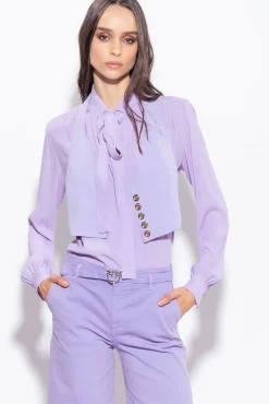 Tailleurs Et Ensembles|PINKO Gilet A Encolure Americaine Lilas - Sorbet Fonce