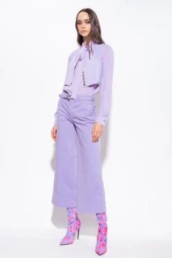 Tailleurs Et Ensembles|PINKO Gilet A Encolure Americaine Lilas - Sorbet Fonce