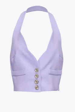 Tailleurs Et Ensembles|PINKO Gilet A Encolure Americaine Lilas - Sorbet Fonce