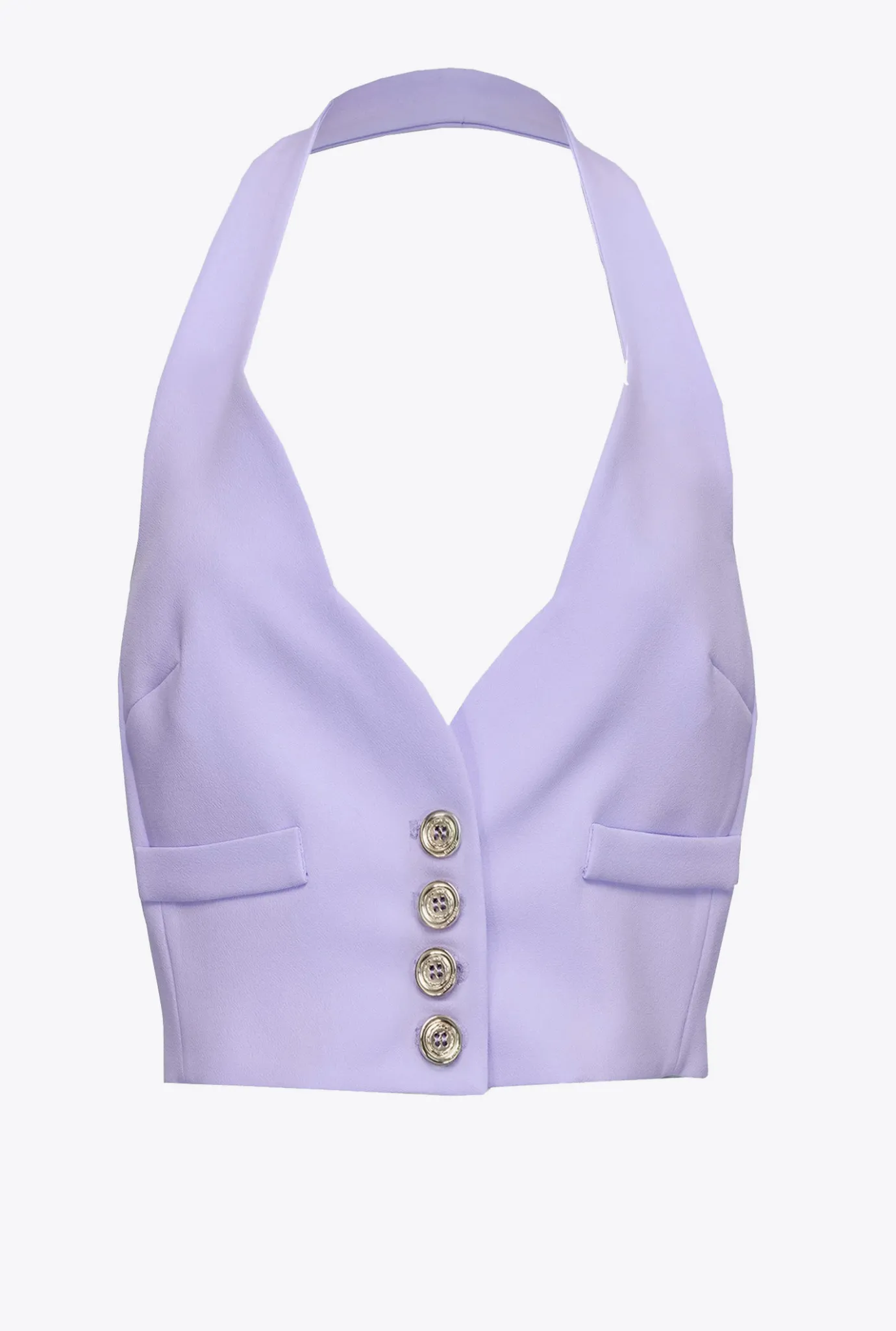 Tailleurs Et Ensembles|PINKO Gilet A Encolure Americaine Lilas - Sorbet Fonce