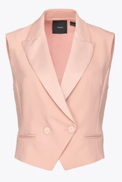 Vestes|PINKO Gilet Court En Satin Rose - Camee