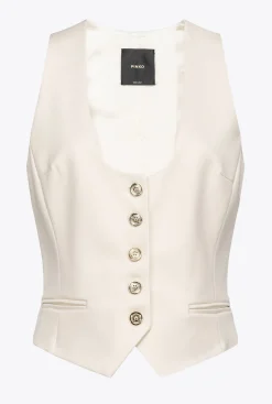 Tailleurs Et Ensembles|PINKO Gilet Court En Tissu Technique Rose Fume Blanc
