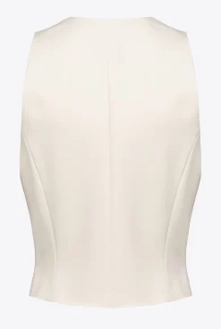 Tailleurs Et Ensembles|PINKO Gilet Court En Tissu Technique Rose Fume Blanc