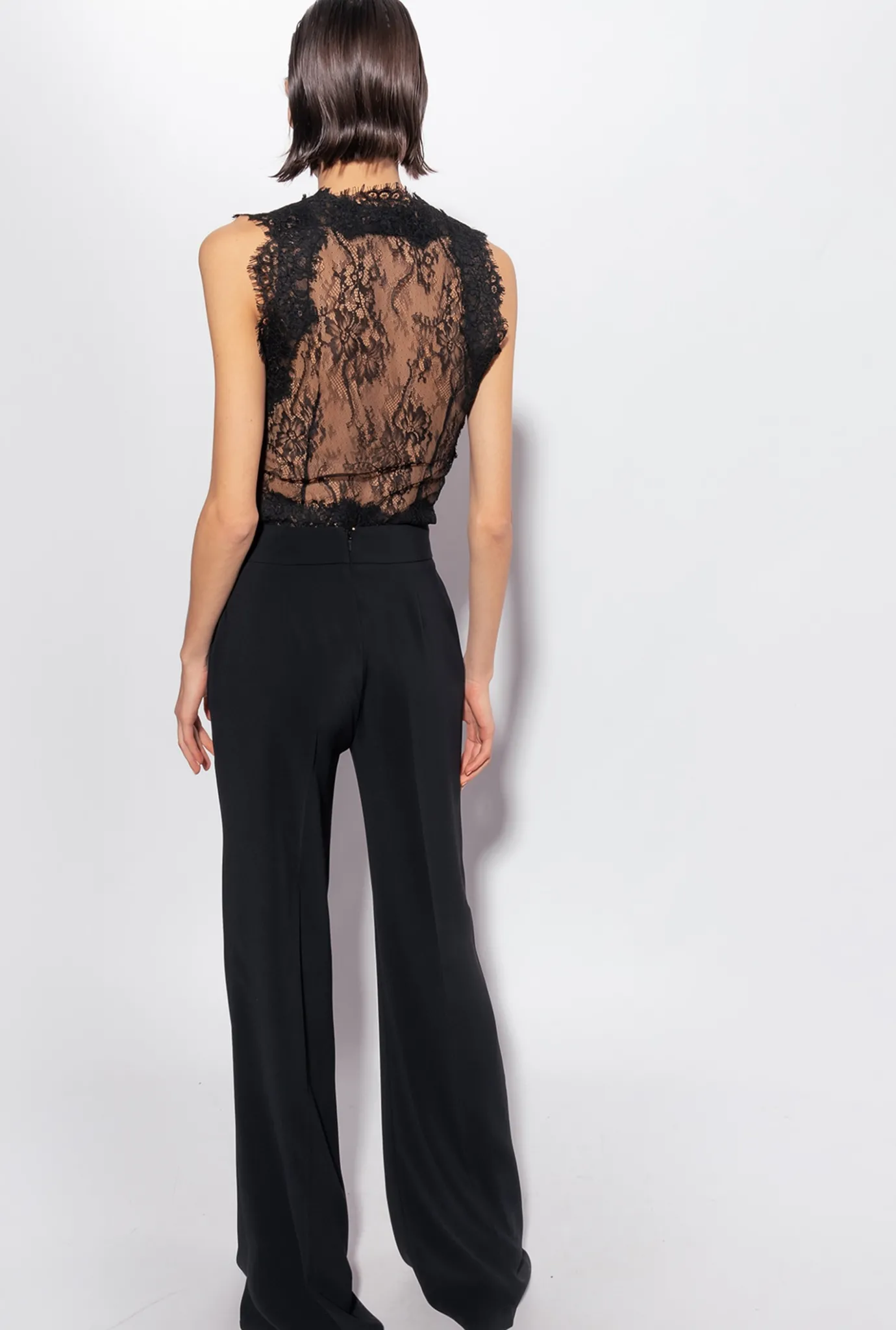 Topwear|PINKO Gilet En Dentelle De Valenciennes Noir Limousine