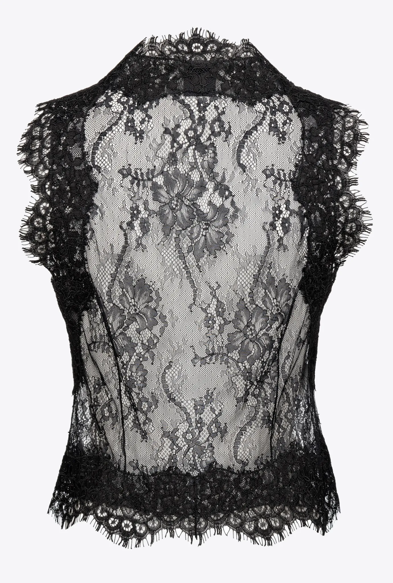 Topwear|PINKO Gilet En Dentelle De Valenciennes Noir Limousine