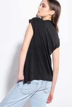 Pièces En Maille|PINKO Gilet En Maille A Boutons Bijoux Noir Limousine