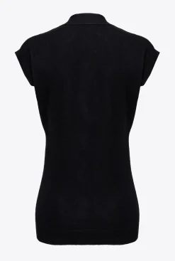 Pièces En Maille|PINKO Gilet En Maille A Boutons Bijoux Noir Limousine