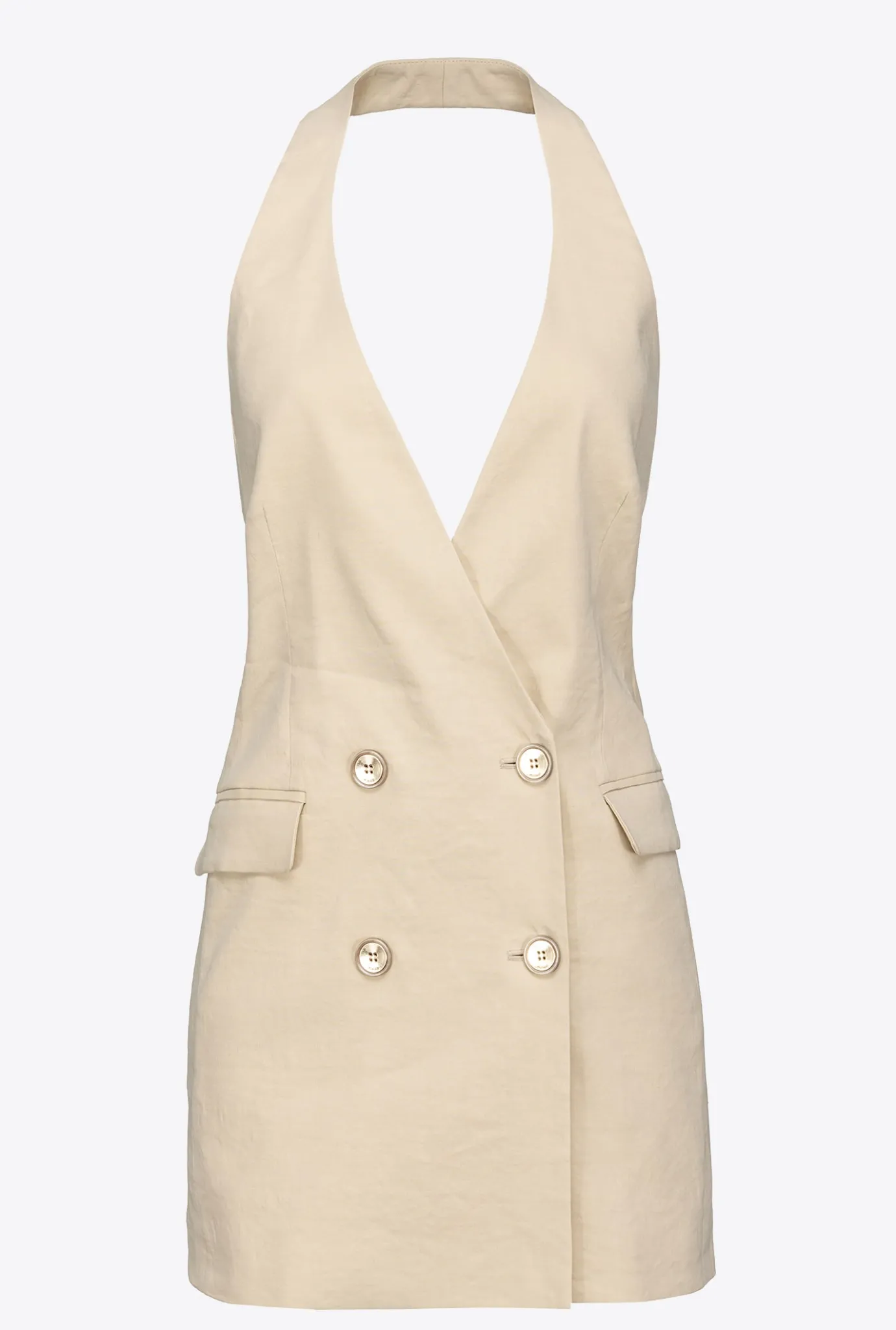 Tailleurs Et Ensembles|PINKO Gilet Long En Lin Beige Amande Glacee