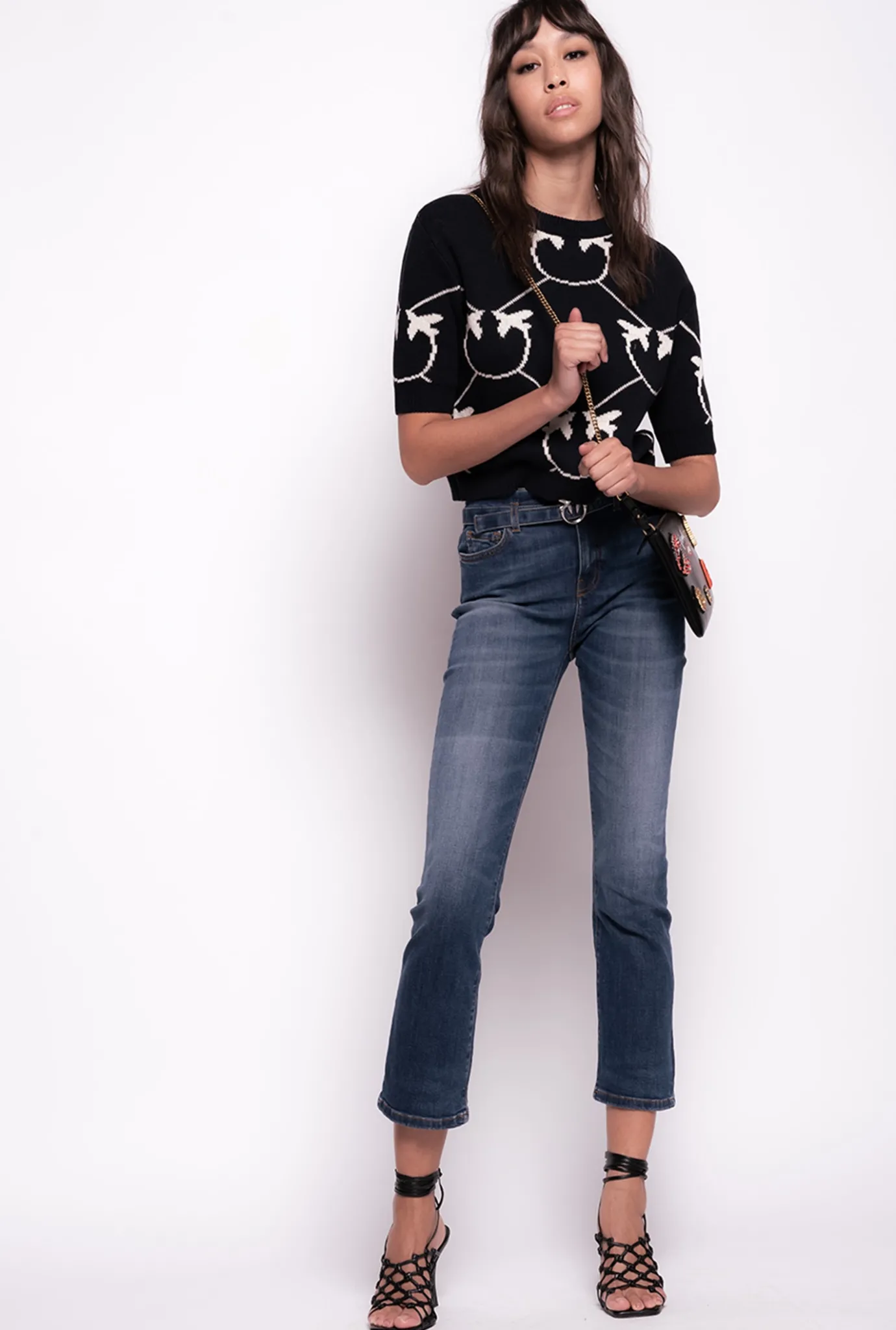 Jeans|PINKO Jean Bootcut A Ceinture Love Birds Bleu Ecusson