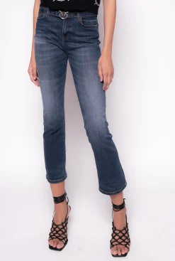Jeans|PINKO Jean Bootcut A Ceinture Love Birds Bleu Ecusson