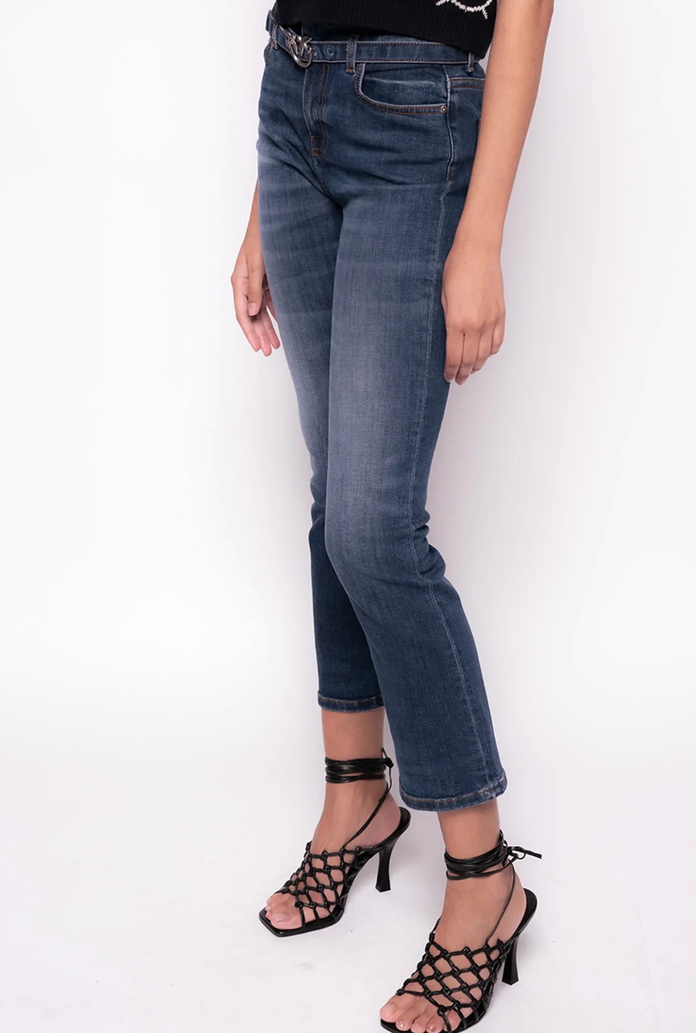 Jeans|PINKO Jean Bootcut A Ceinture Love Birds Bleu Ecusson