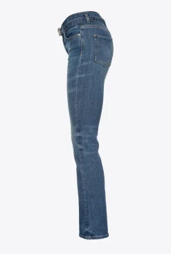 Jeans|PINKO Jean Bootcut A Ceinture Love Birds Bleu Ecusson