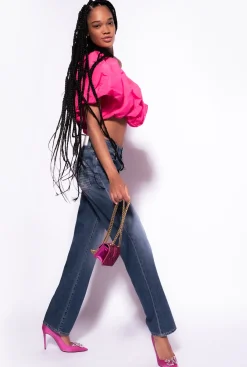 Jeans|PINKO Jean Boyfriend En Denim Slouchy Delavage Vintage Fonce
