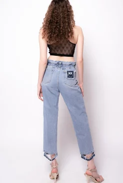 Jeans|PINKO Jean Coupe Mom Avec Ceinture Love Birds Ombre Bleue
