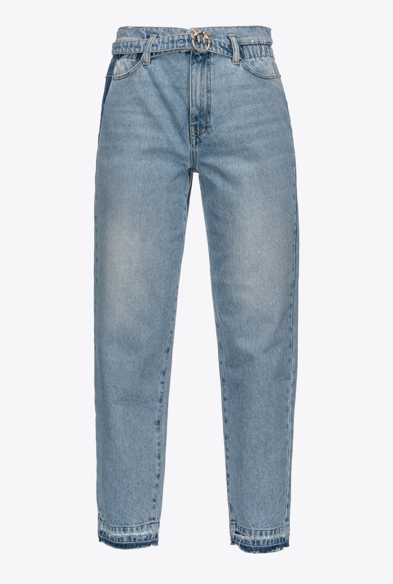 Jeans|PINKO Jean Coupe Mom Avec Ceinture Love Birds Ombre Bleue