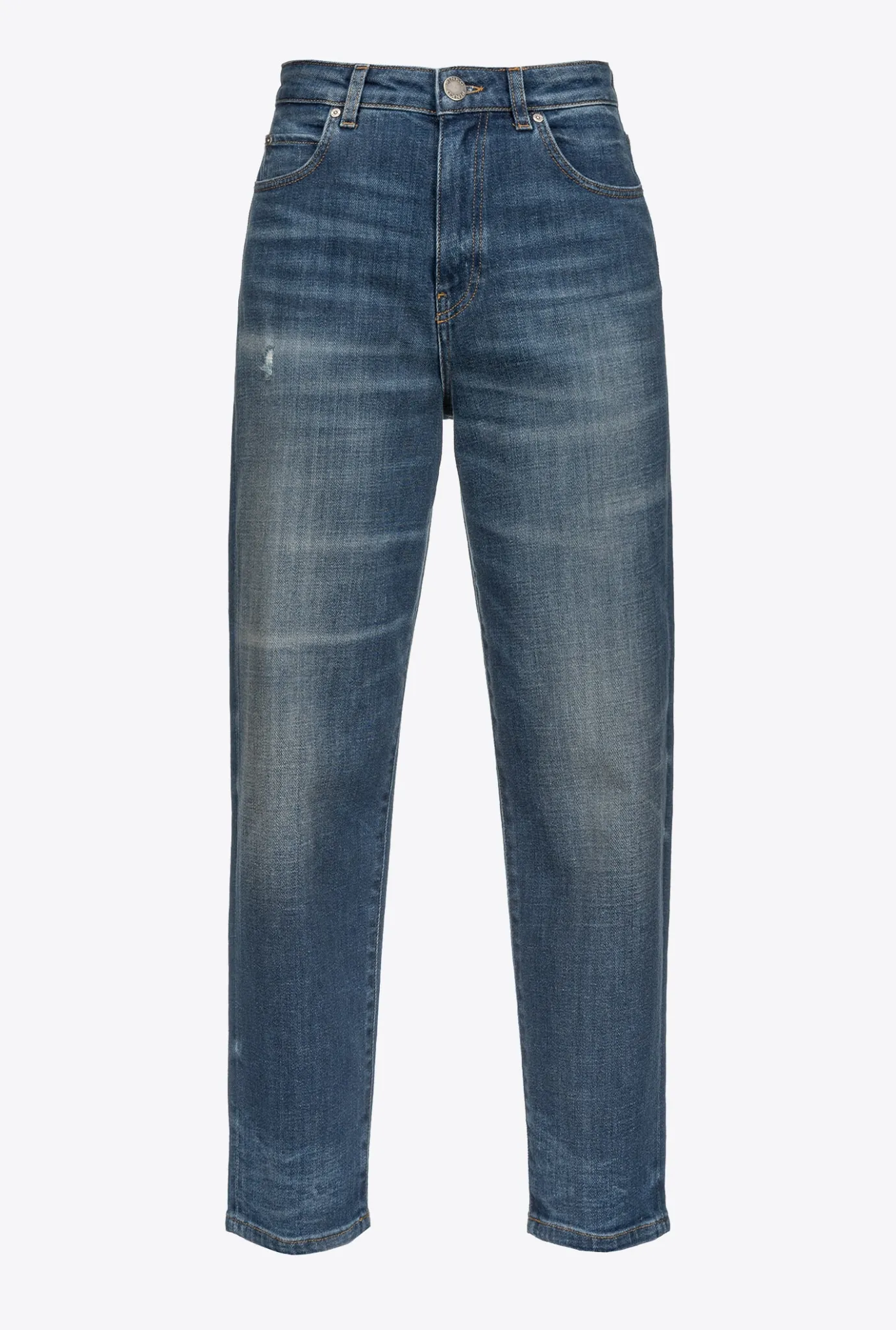 Jeans|PINKO Jean Coupe Mom En Denim Vintage Bleu Ecusson