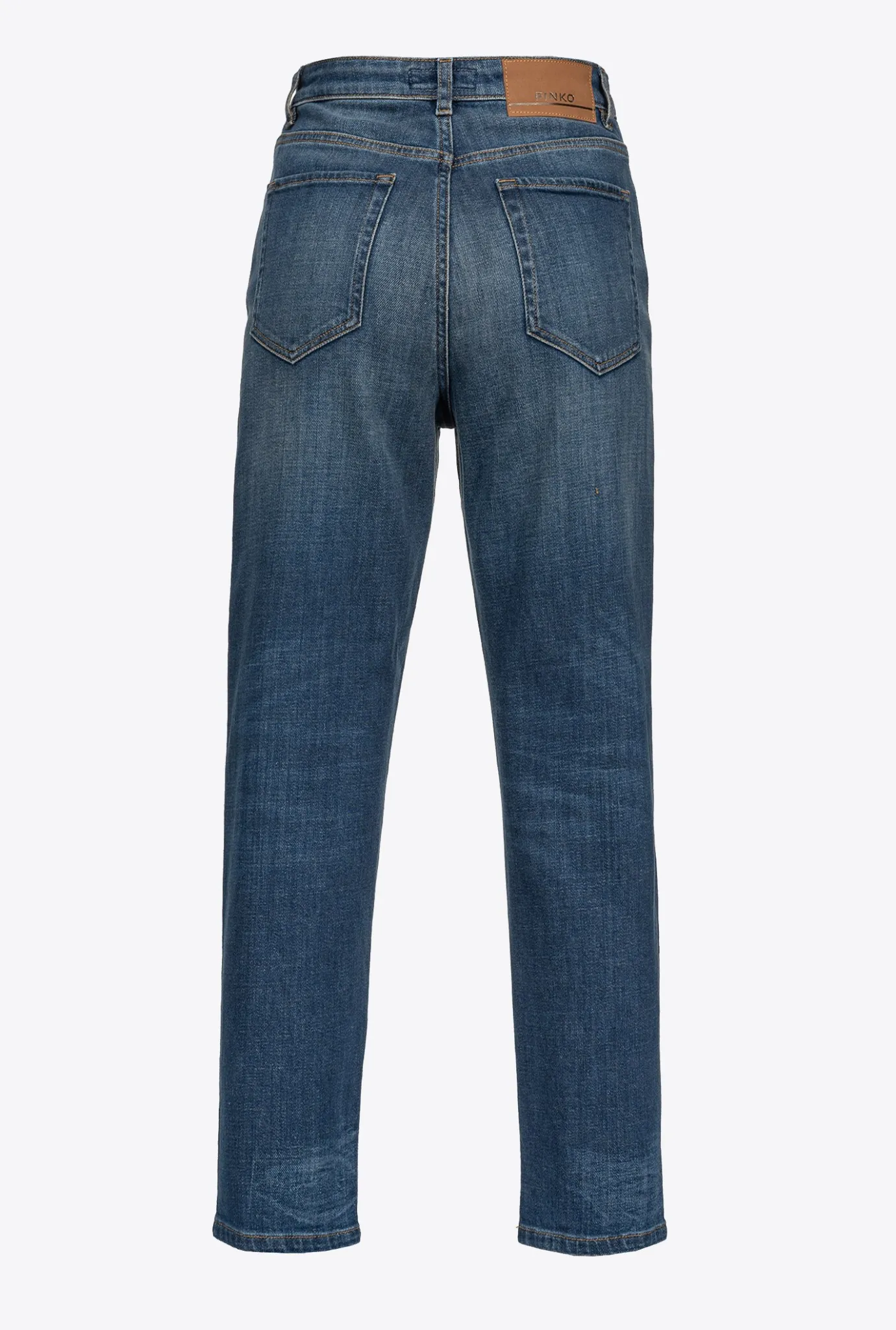 Jeans|PINKO Jean Coupe Mom En Denim Vintage Bleu Ecusson