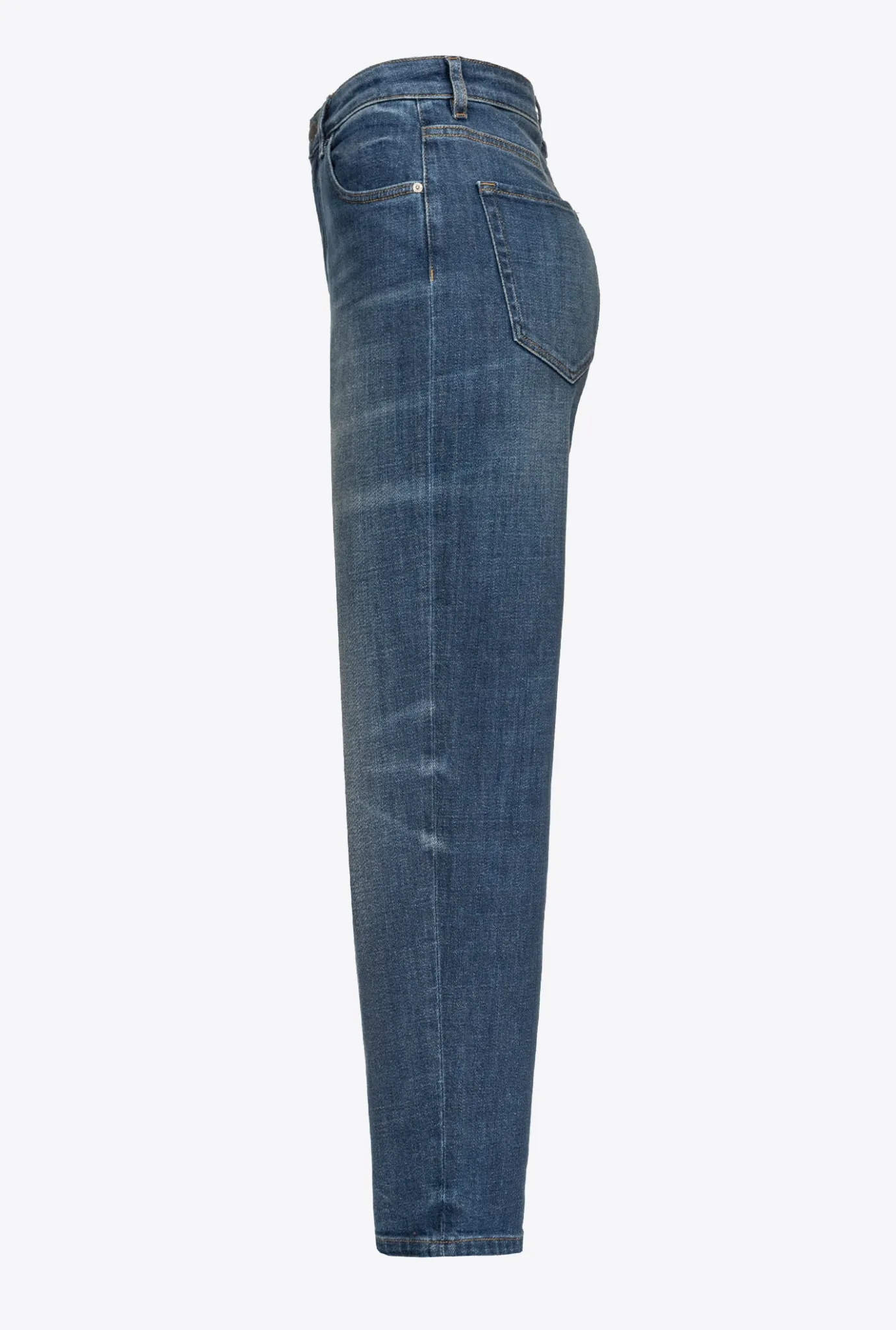 Jeans|PINKO Jean Coupe Mom En Denim Vintage Bleu Ecusson