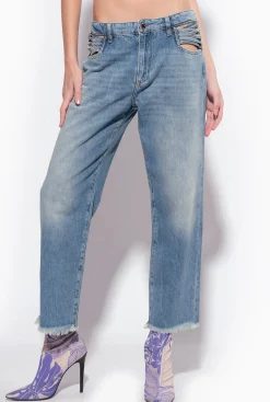 Jeans|PINKO Jean Decontracte A Lacets Delavage Vintage Moyen