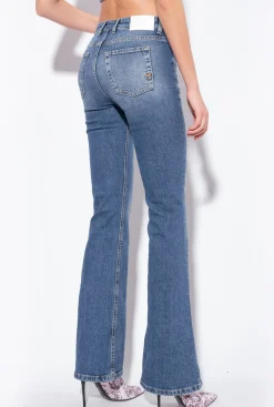 Jeans|PINKO Jean Flare A Lacets Delavage Vintage Moyen