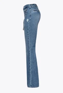 Jeans|PINKO Jean Flare A Lacets Delavage Vintage Moyen