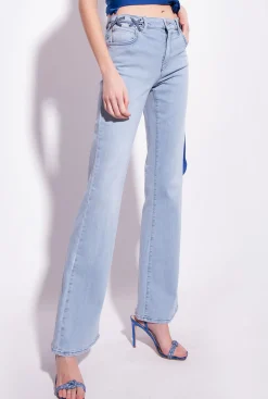 Jeans|PINKO Jean Flare A Lacets Delavage Clair Vintage
