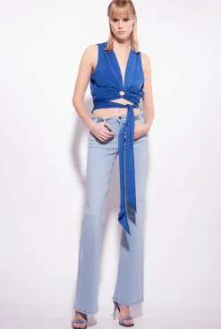 Jeans|PINKO Jean Flare A Lacets Delavage Clair Vintage